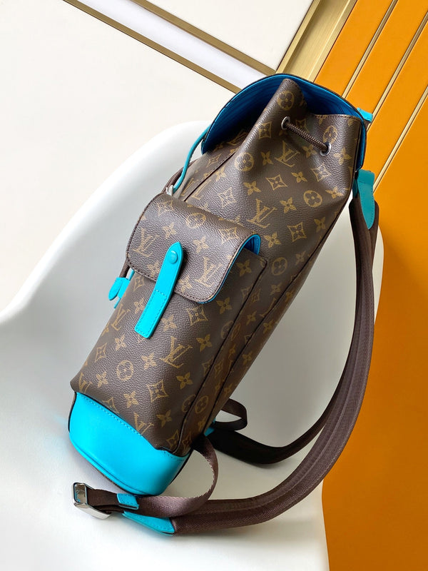 LV Christopher Backpack Brown Blue in Monogram Canvas 286768