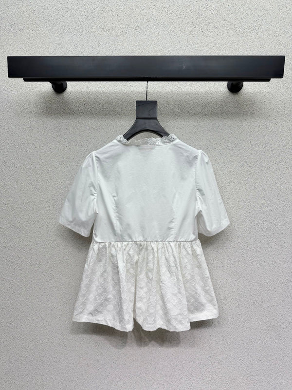 LV Short-sleeved Top White in Cotton 382445