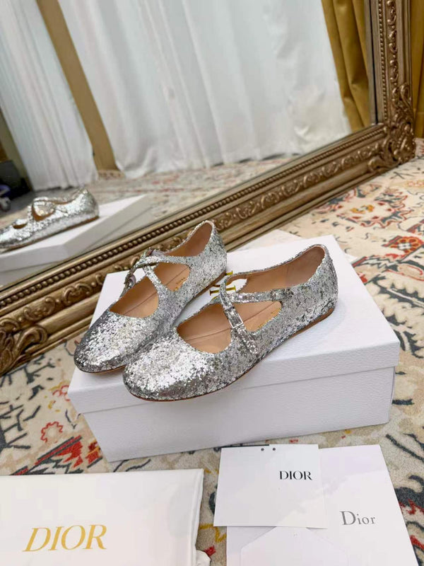 CD Ballet Flats Silver in Grit 771784