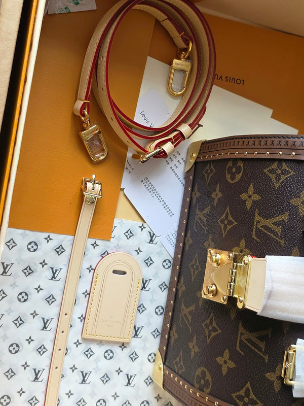 LV Speedy Trunk Handbag 21cm Brown in PVC Fabric with Leather 287737