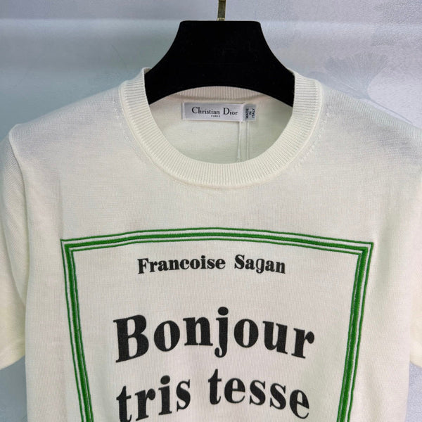 CD 26 Crew Neck Logo Knit Short-Sleeve T-Shirt White in Wool