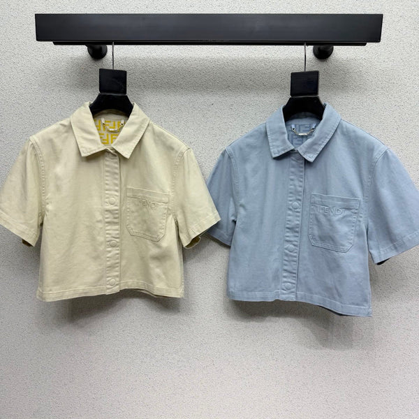 FD Denim Short-sleeved Top in Cotton 384277