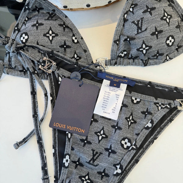 LV Graphic Monogram Bikini in Dark Gray Polyamide 241796