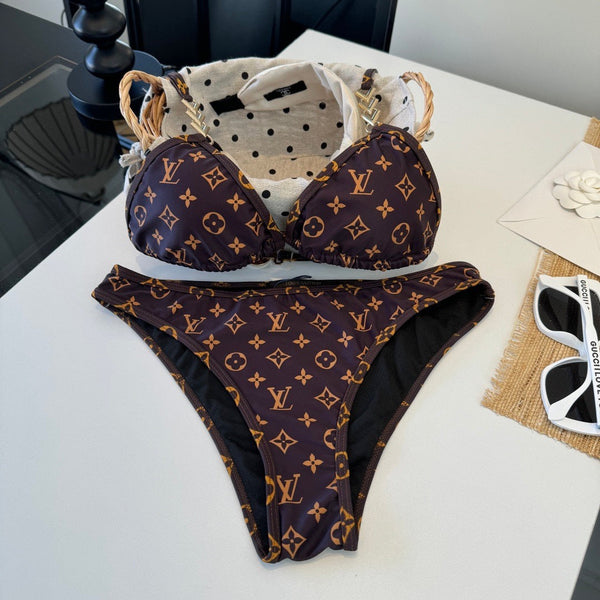 LV Graphic Monogram Bikini in Brown Polyamide 241794