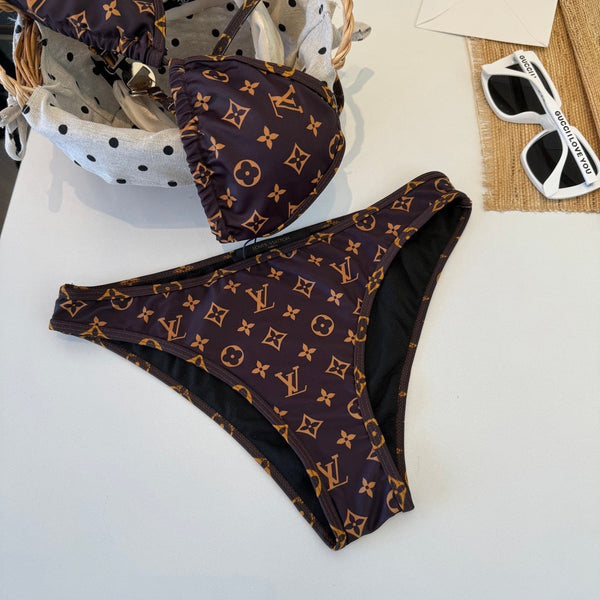 LV Graphic Monogram Bikini in Brown Polyamide 241794