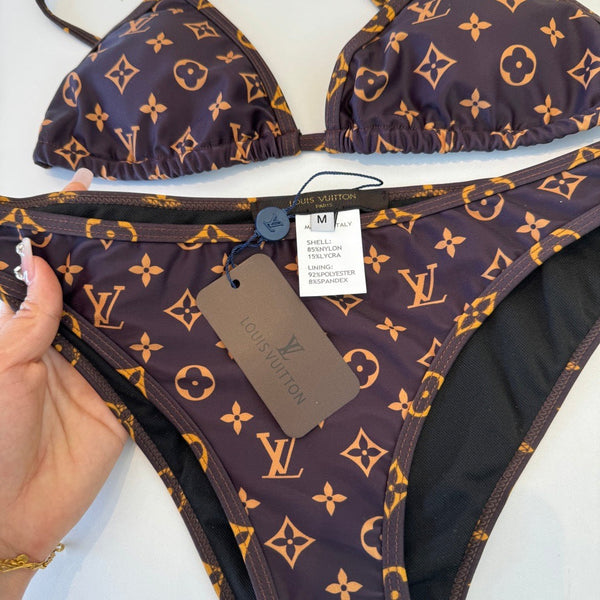 LV Graphic Monogram Bikini in Brown Polyamide 241794