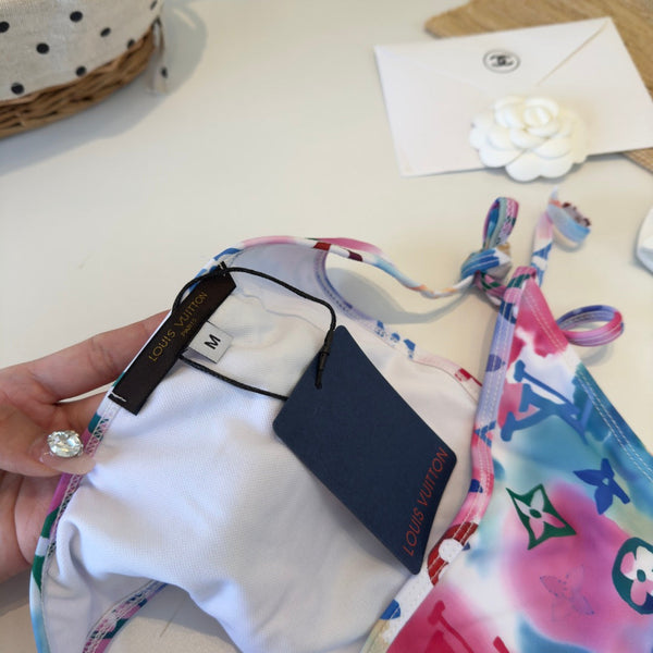 LV Patterned Bikini Blue Pink in Polyamide 206245