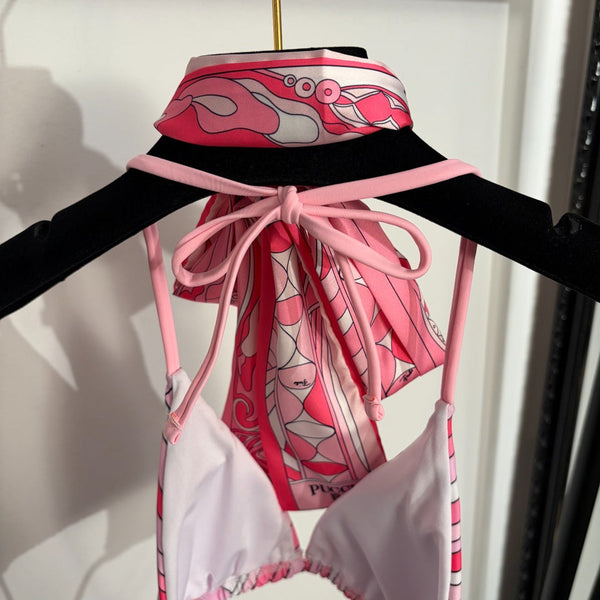 Pucci Two-Piece Swimsuit Set Pink in Cotton 306731