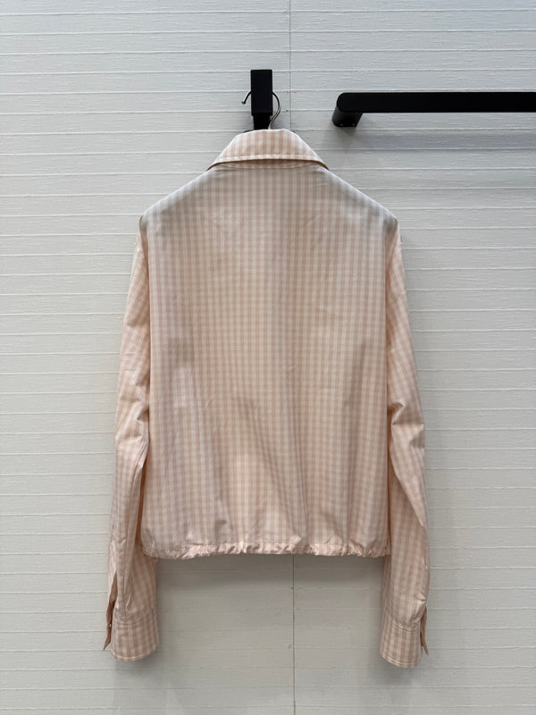 Moncler 26 Check Shirt Jacket Light Pink in Cotton 389787