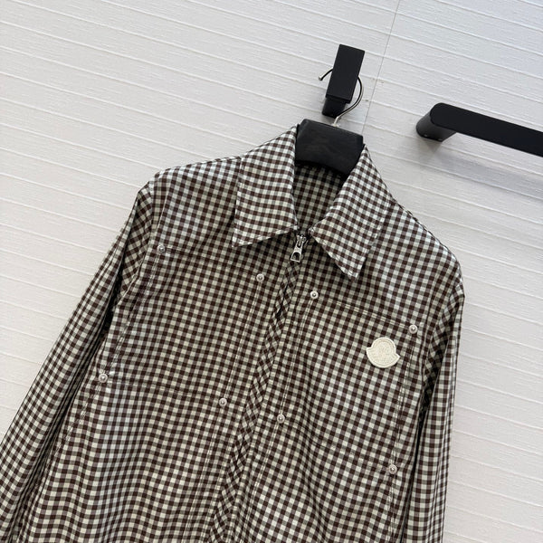 Moncler 26 Check Shirt Jacket Black White in Cotton 389778