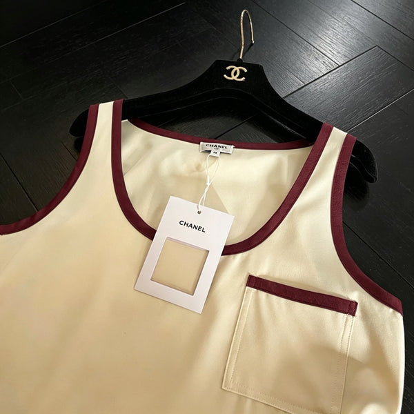CC 2026 Color-Block Pocket Tank Top Light Yellow Soie Silk 300778