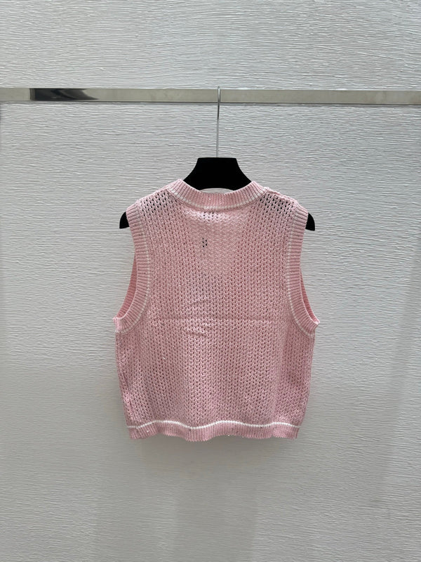 CC 2026 V-Neck Knitted Vest Cardigan Cotton 516750