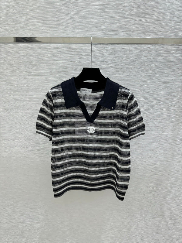 CC 2026 Striped Knitted Polo Shirt Wool 516777