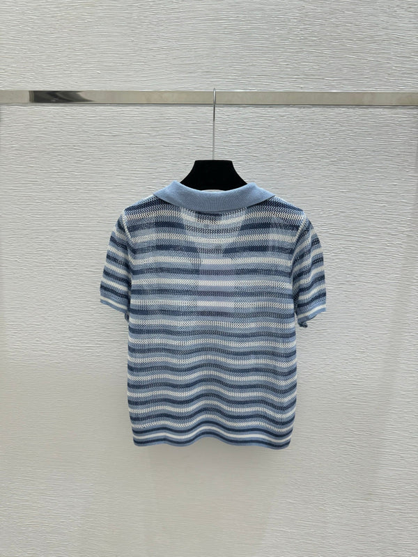 CC 2026 Striped Knitted Polo Shirt Wool 516777