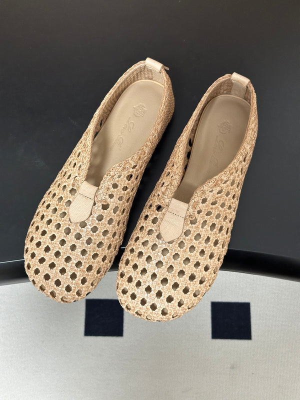 LP 26s Floaty Flats Light Begie Handwoven Cowhide Leather 235280