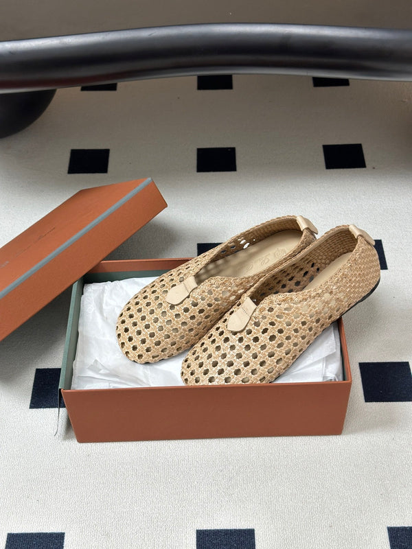 LP 26s Floaty Flats Light Begie Handwoven Cowhide Leather 235280