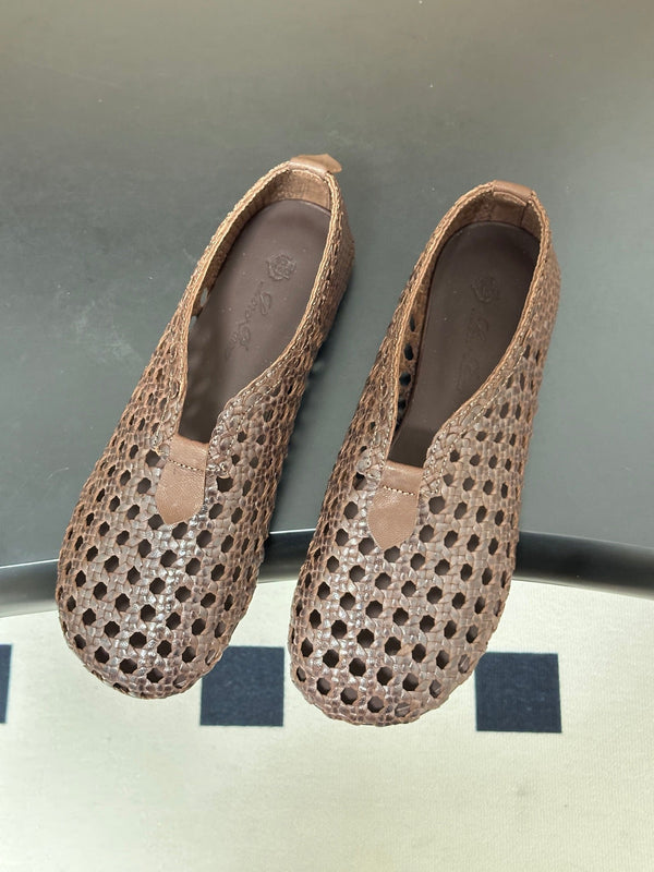 LP 26s Floaty Flats Brown Handwoven Cowhide Leather 235277