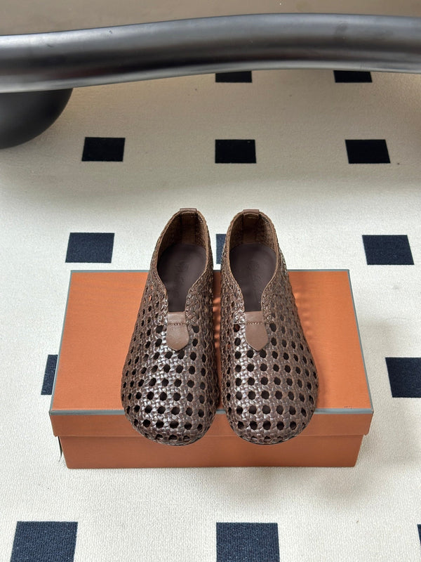 LP 26s Floaty Flats Brown Handwoven Cowhide Leather 235277