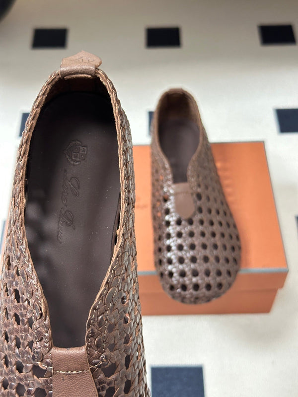 LP 26s Floaty Flats Brown Handwoven Cowhide Leather 235277