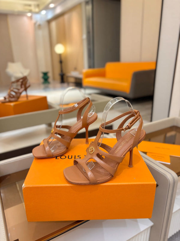 LV Isola Sandals 9.5cm Brown Calfskin Leather 844400