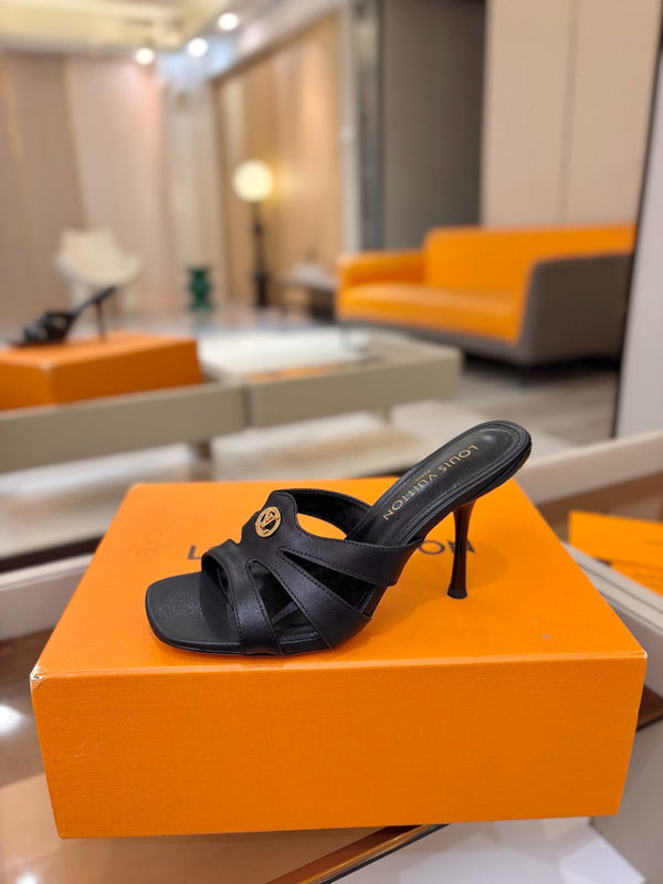 LV Isola Mule 9.5cm Black Calfskin Leather 844388