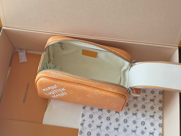 LV Monogram Zip Pouch 20cm Light Orange PVC & Leather Trim 292018
