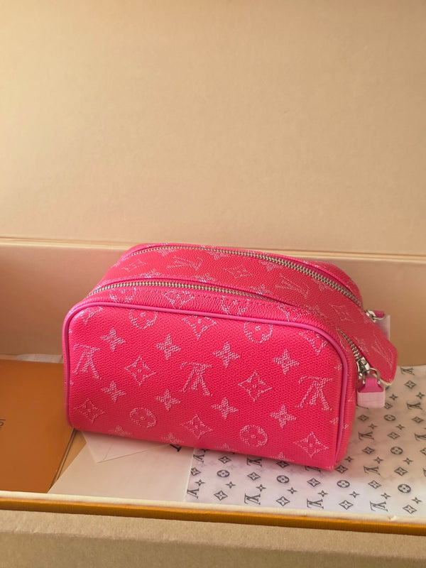 LV Monogram Zip Pouch 20cm Pink PVC & Leather Trim 292017