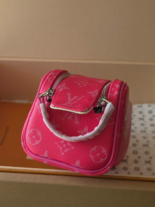 LV Monogram Zip Pouch 20cm Pink PVC & Leather Trim 292017