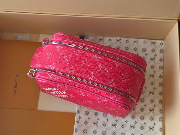 LV Monogram Zip Pouch 20cm Pink PVC & Leather Trim 292017