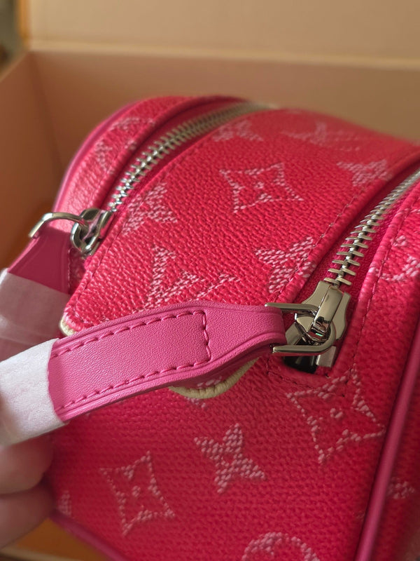 LV Monogram Zip Pouch 20cm Pink PVC & Leather Trim 292017