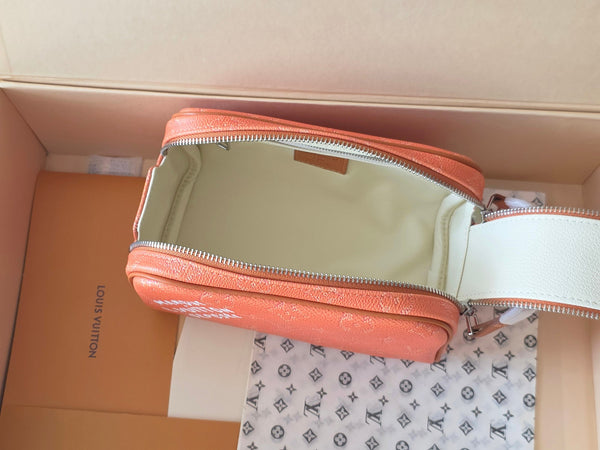 LV Monogram Zip Pouch 20cm Orange PVC & Leather Trim 292016