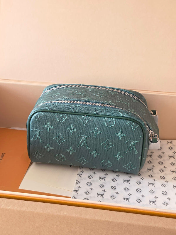 LV Monogram Zip Pouch 20cm Green PVC & Leather Trim 292015