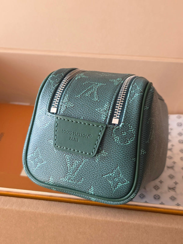 LV Monogram Zip Pouch 20cm Green PVC & Leather Trim 292015