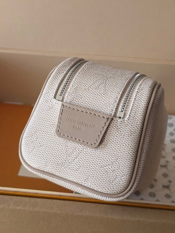 LV Monogram Zip Pouch 20cm Cream PVC & Leather Trim 292014