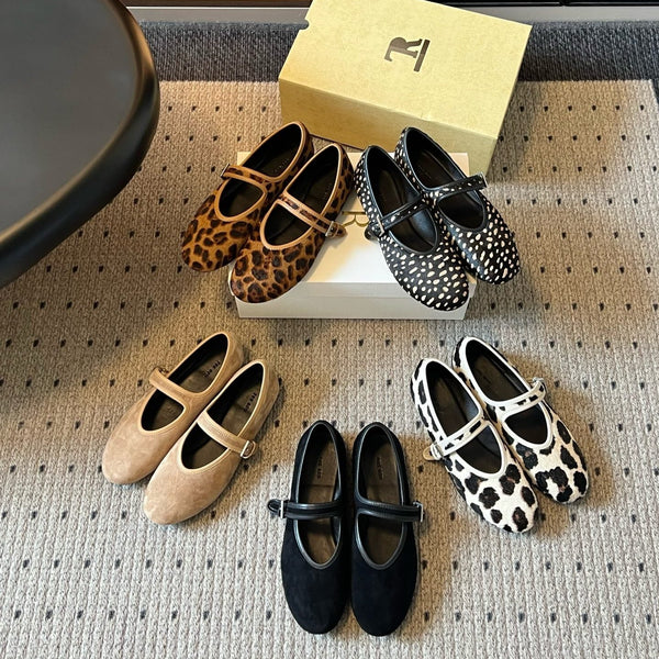 TR 26SS One-Strap Mary Jane Flats Horsehair 36166