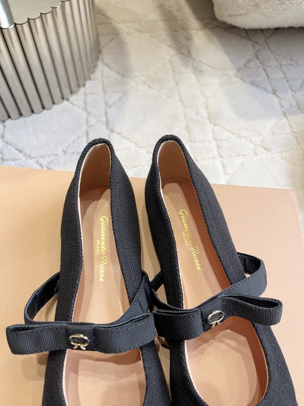 GR Mary Jane Flats Black Lambskin & Fabric 851887