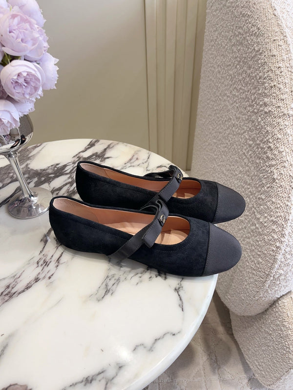 GR Mary Jane Flats Black Suede 851885