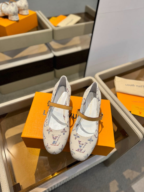 LV Romy Mary Jane Pumps White Multicolore Monogram Canvas 893587