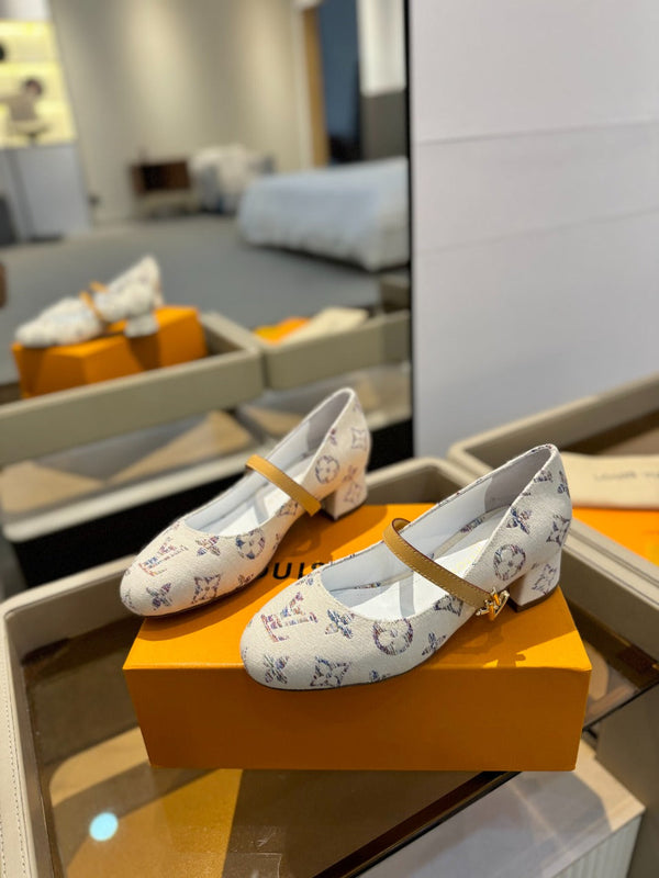 LV Romy Mary Jane Pumps White Multicolore Monogram Canvas 893587