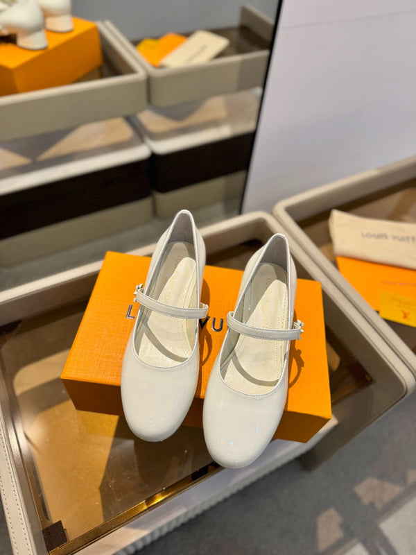 LV Romy Mary Jane Pumps White Patent Leather 893582