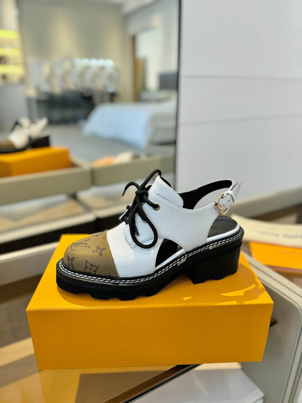 LV Platform Sandal Derbies White Monogram Calfskin 893568