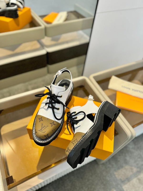 LV Platform Sandal Derbies White Monogram Calfskin 893568