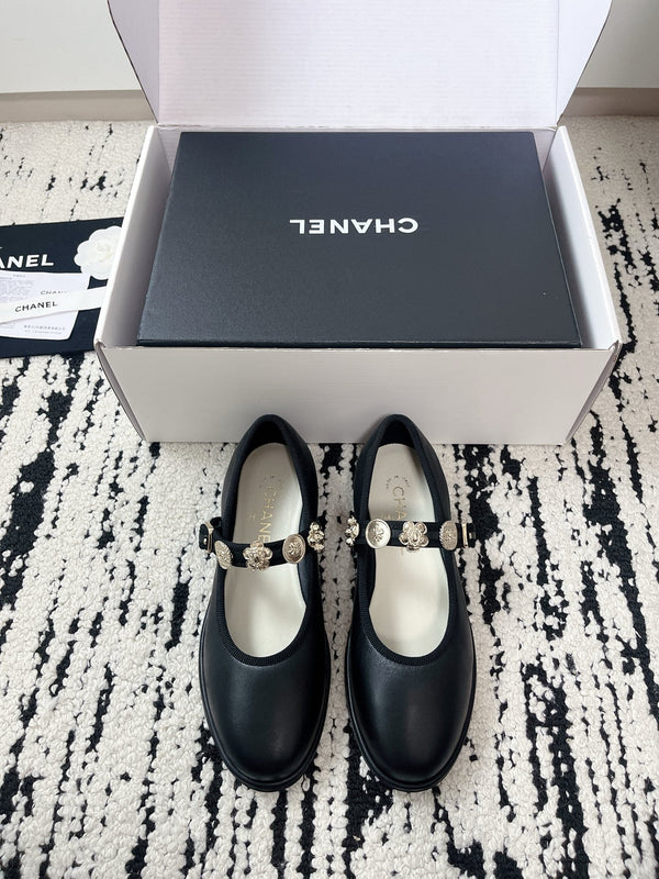 CC 26A Charm Mary Jane Ballet Flats Black Leather 900753