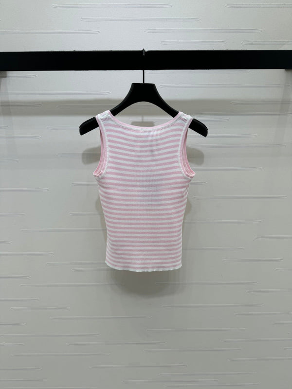 CC Logo Striped Ribbed Tank Top Wool 406478