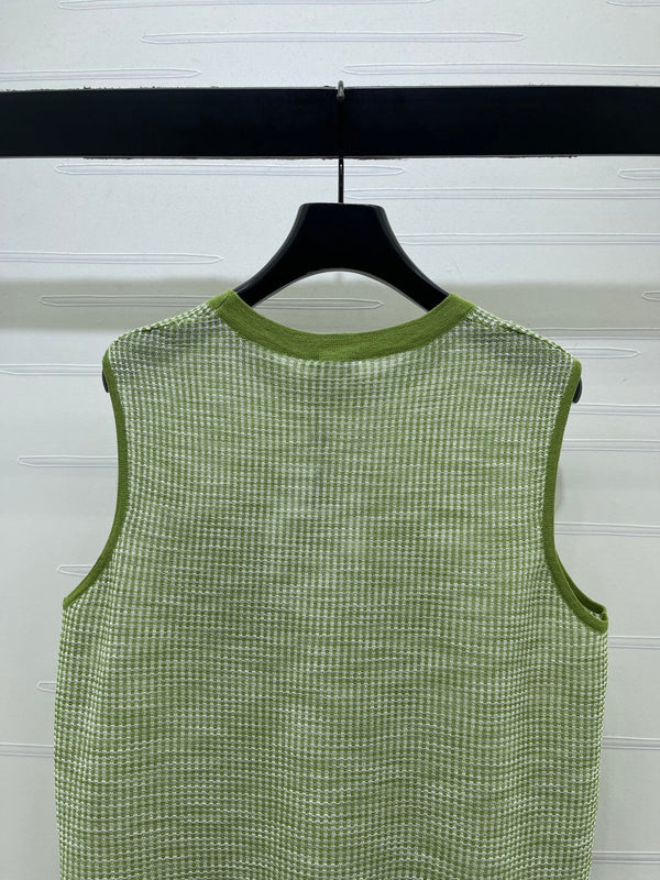 CC Logo Pocket Plaid Knit Vest Tencel 406451