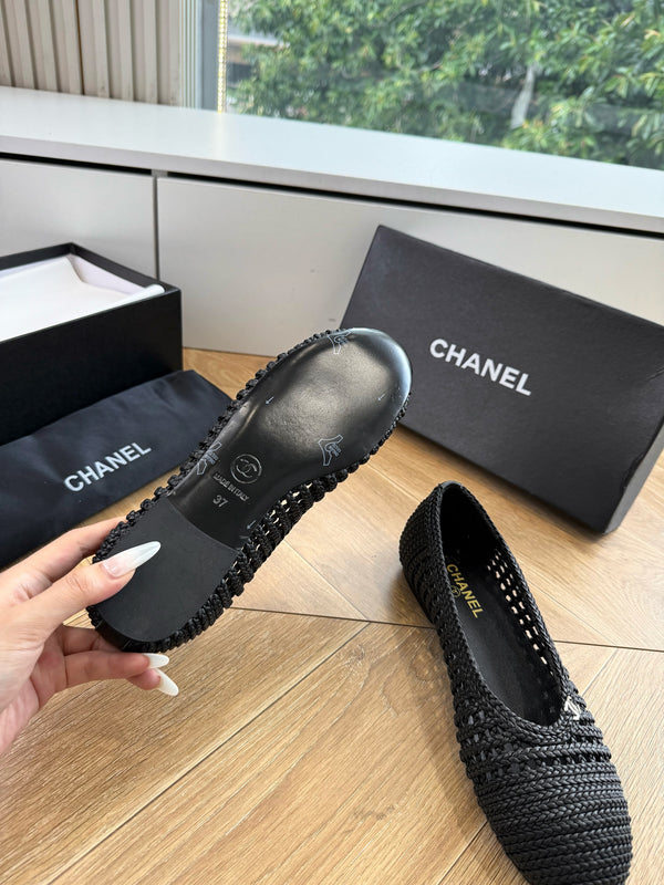 CC Braided Ballet Flats Black Fabric 916122