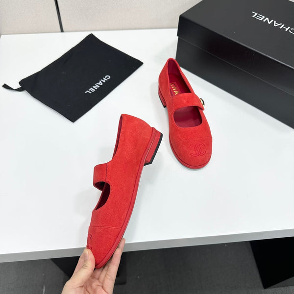 CC Mary Jane Flats Red Suede 925649