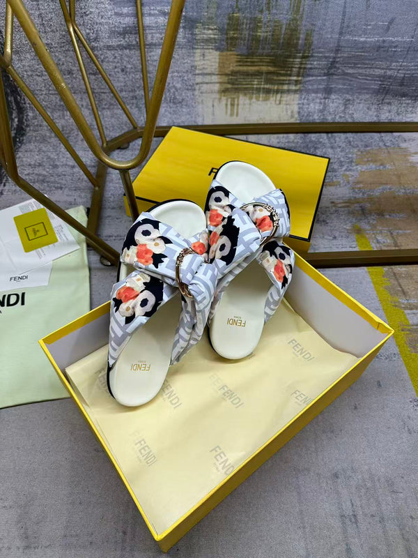 FF Feel Slides Grey Multicolor Printed Canvas 928524