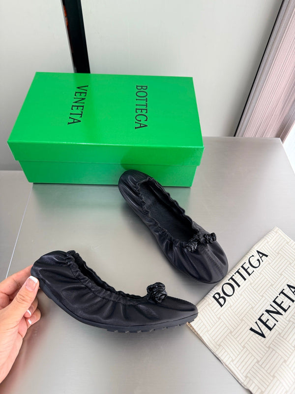 BV Fantasmina Knot Ballerina Flats Black Leather 929577
