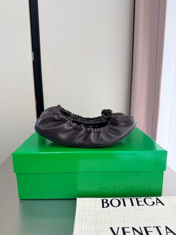 BV Fantasmina Knot Ballerina Flats Chocolate Leather 929575